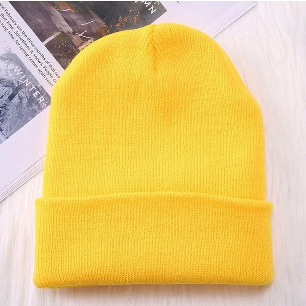 Bright Yellow Knit Beanie